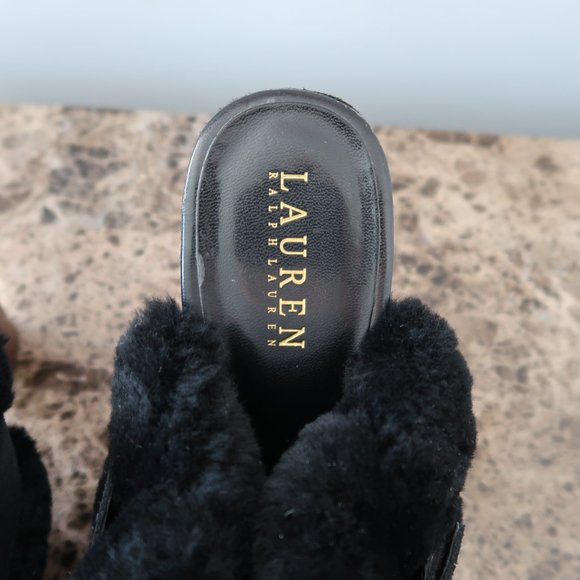Lauren Ralph Lauren Mule Clog Faux Fur Heel 9.5 - Picture 5 of 14